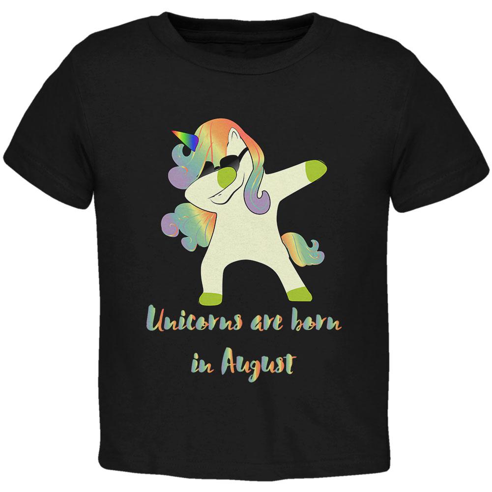 August Birthday Dabbing Unicorn Sunglasses Toddler T Shirt Toddler T-Shirts Old Glory 2T Black 