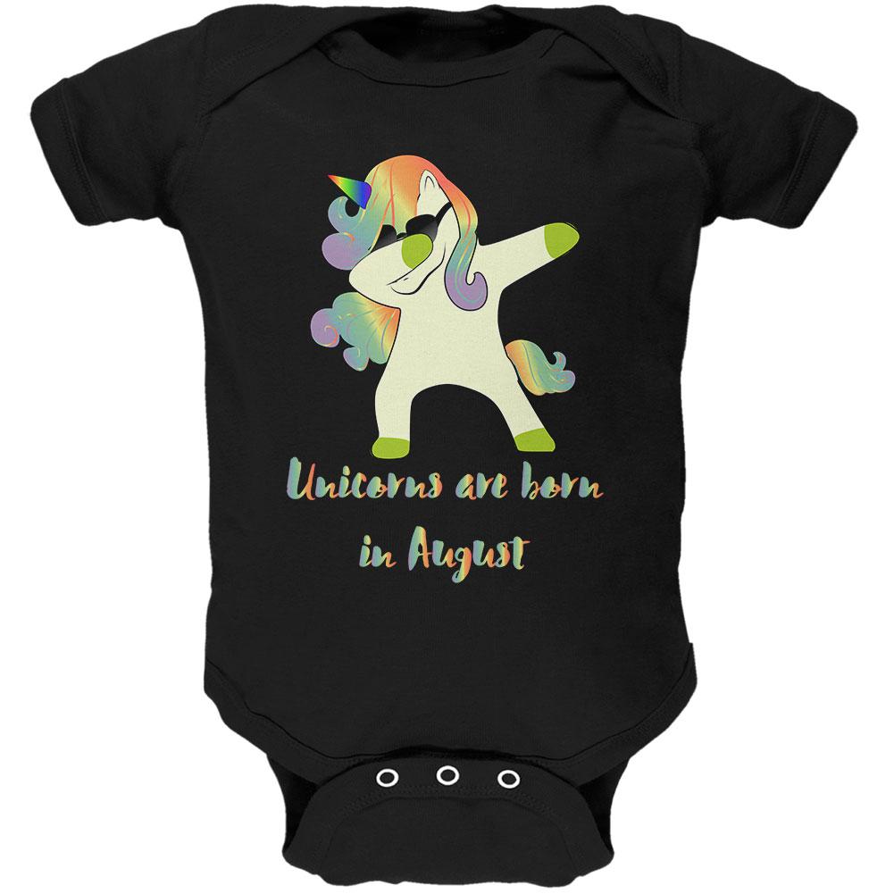 August Birthday Dabbing Unicorn Sunglasses Soft Baby One Piece Baby One Piece Old Glory 0-3M Black 