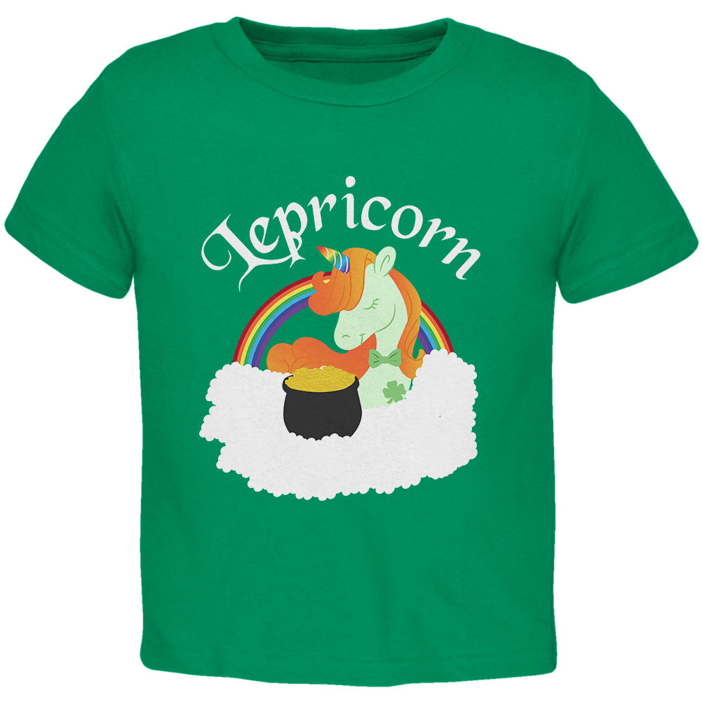 St. Patrick's Day Lepricorn Leprechaun Lucky Pot Of Gold Toddler T Shirt Toddler T-Shirts Old Glory 2T Kelly Green 