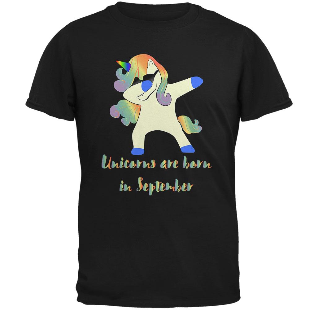 September Birthday Dabbing Unicorn Sunglasses Mens T Shirt Men's T-Shirts Old Glory 2XL Black 