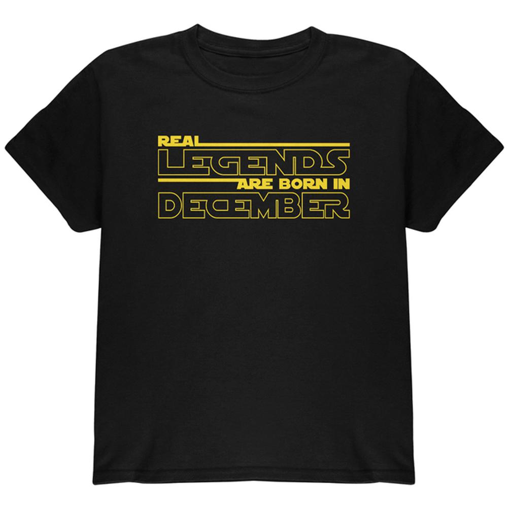 Real Legends are Born in December Youth T Shirt Youth Long Sleeves Old Glory LG Black 