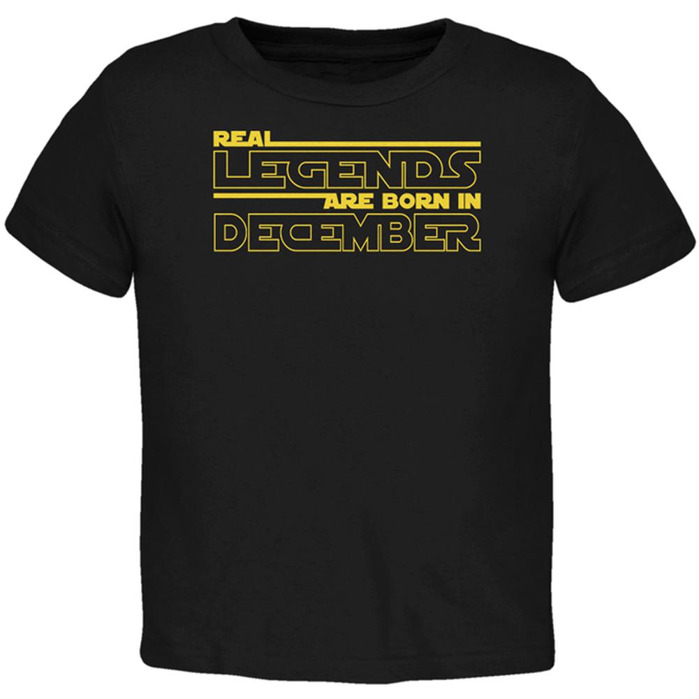 Real Legends are Born in December Toddler T Shirt Toddler T-Shirts Old Glory 2T Black 