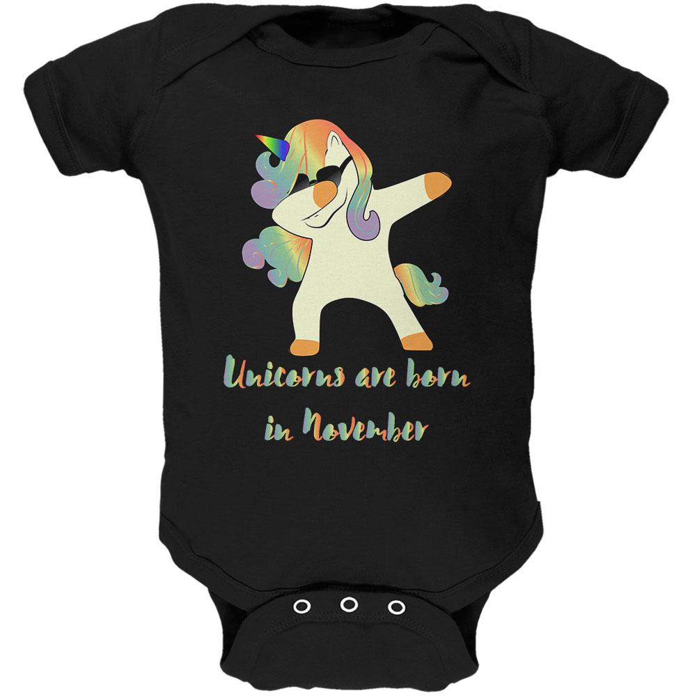 November Birthday Dabbing Unicorn Sunglasses Soft Baby One Piece Baby One Piece Old Glory 0-3M Black 