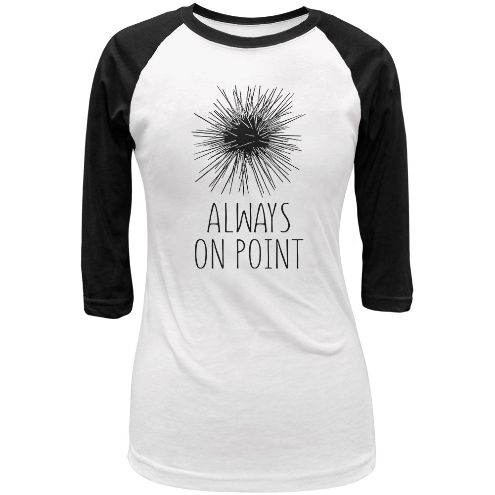 Sea Urchin Always on Point Juniors 3/4 Sleeve Raglan T Shirt Juniors T-Shirts Old Glory LG White-Black 