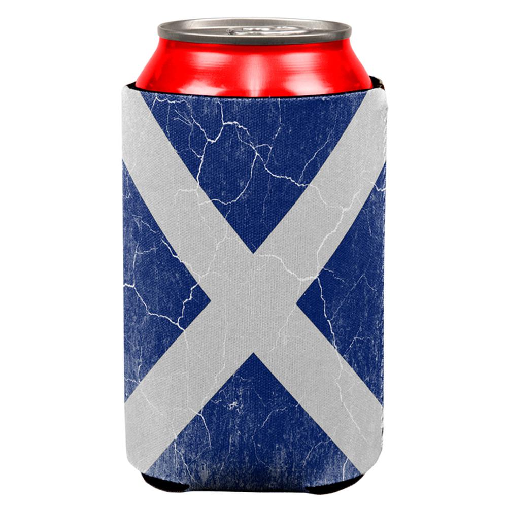 Scottish Flag Distressed Grunge Scotland All Over Can Cooler Can Coolers Old Glory OS Multi 