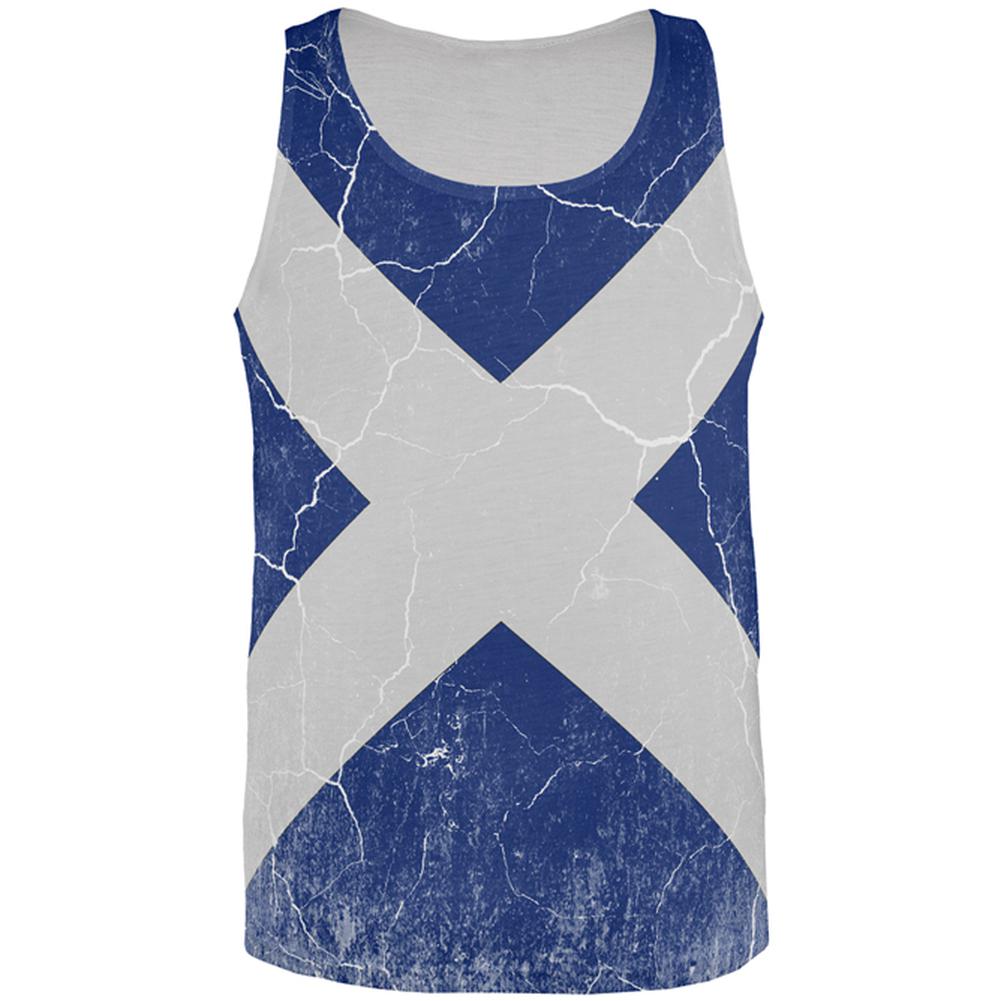 Scottish Flag Distressed Grunge Scotland All Over Mens Tank Top Men's Tank Tops Old Glory 2XL Multi 