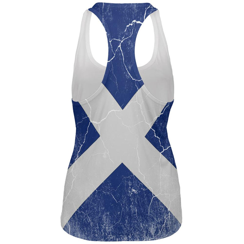 Scottish Flag Distressed Grunge Scotland All Over Womens Work Out Tank Top Women's Tank Tops Old Glory   