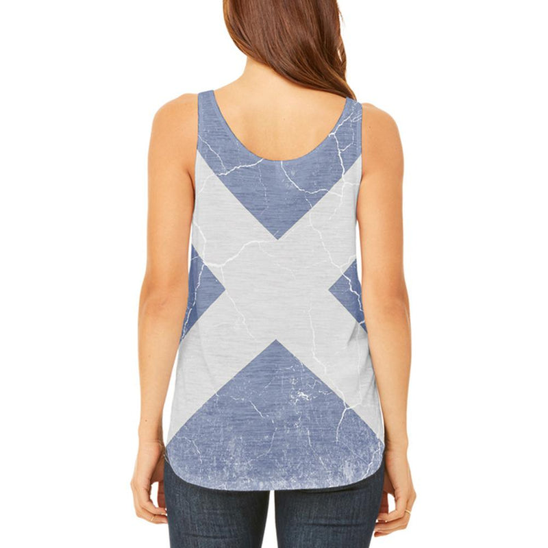 Scottish Flag Distressed Grunge Scotland Juniors Flowy Side Slit Tank Top Juniors Tank Tops Old Glory   