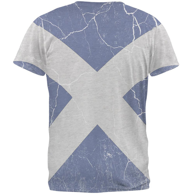 Scottish Flag Distressed Grunge Scotland Mens Soft V-Neck T Shirt Men's T-Shirts Old Glory   