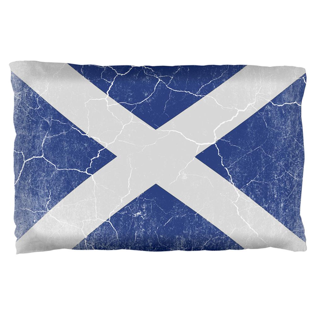 Scottish Flag Distressed Grunge Scotland Pillow Case Pillowcases Old Glory OS Multi 