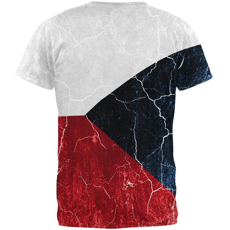Czech Republic Flag Distressed Grunge All Over Mens T Shirt Men's T-Shirts Old Glory   