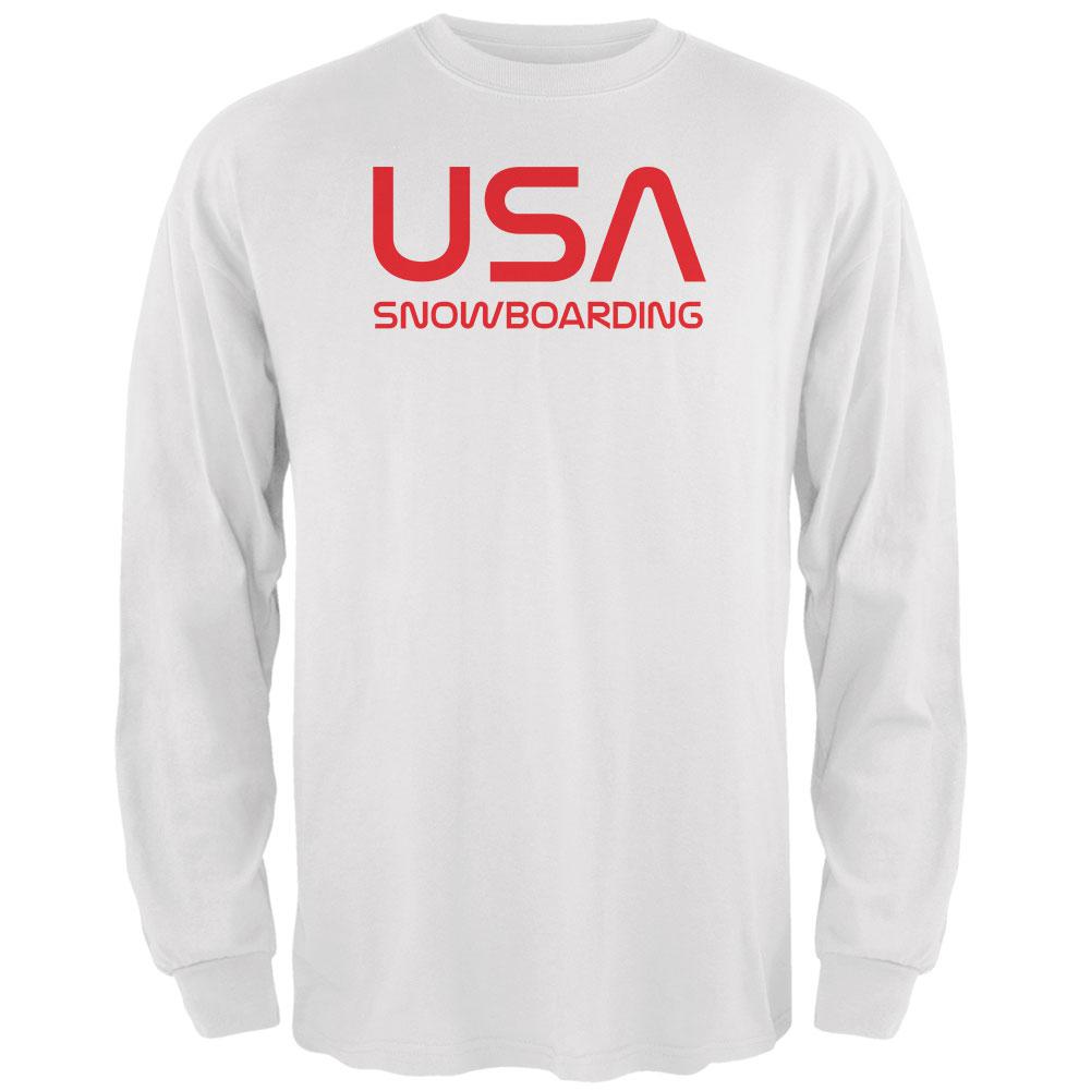 Vintage Team USA Snowboard Snowboarding Mens Long Sleeve T Shirt Men's Long Sleeves Old Glory 2XL White 