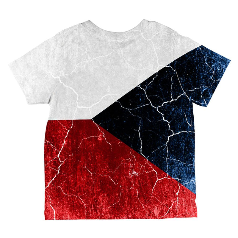 Czech Republic Flag Distressed Grunge All Over Toddler T Shirt Toddler T-Shirts Old Glory   