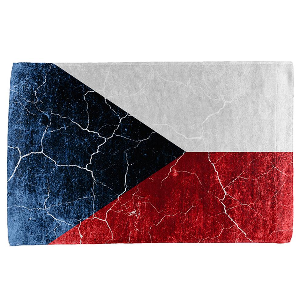 Czech Republic Flag Distressed Grunge All Over Hand Towel Hand Towel Old Glory OS Multi 