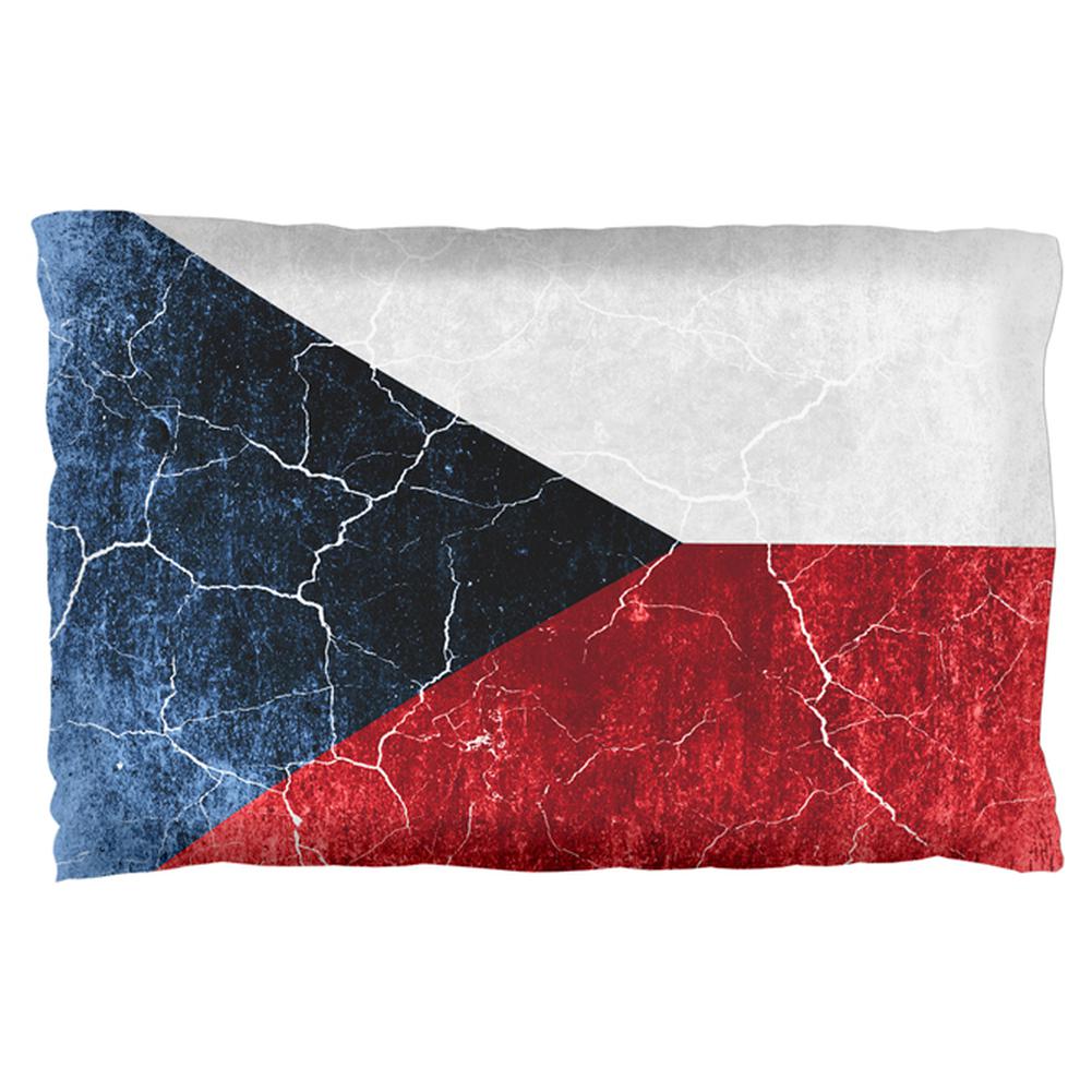 Czech Republic Flag Distressed Grunge Pillow Case Pillowcases Old Glory OS Multi 