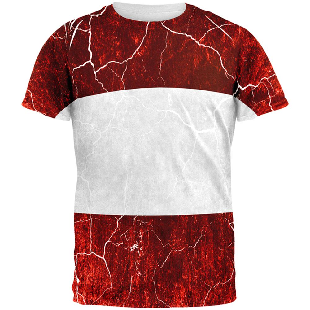 Austrian Flag Distressed Grunge All Over Mens T Shirt Men's T-Shirts Old Glory 2XL Multi 