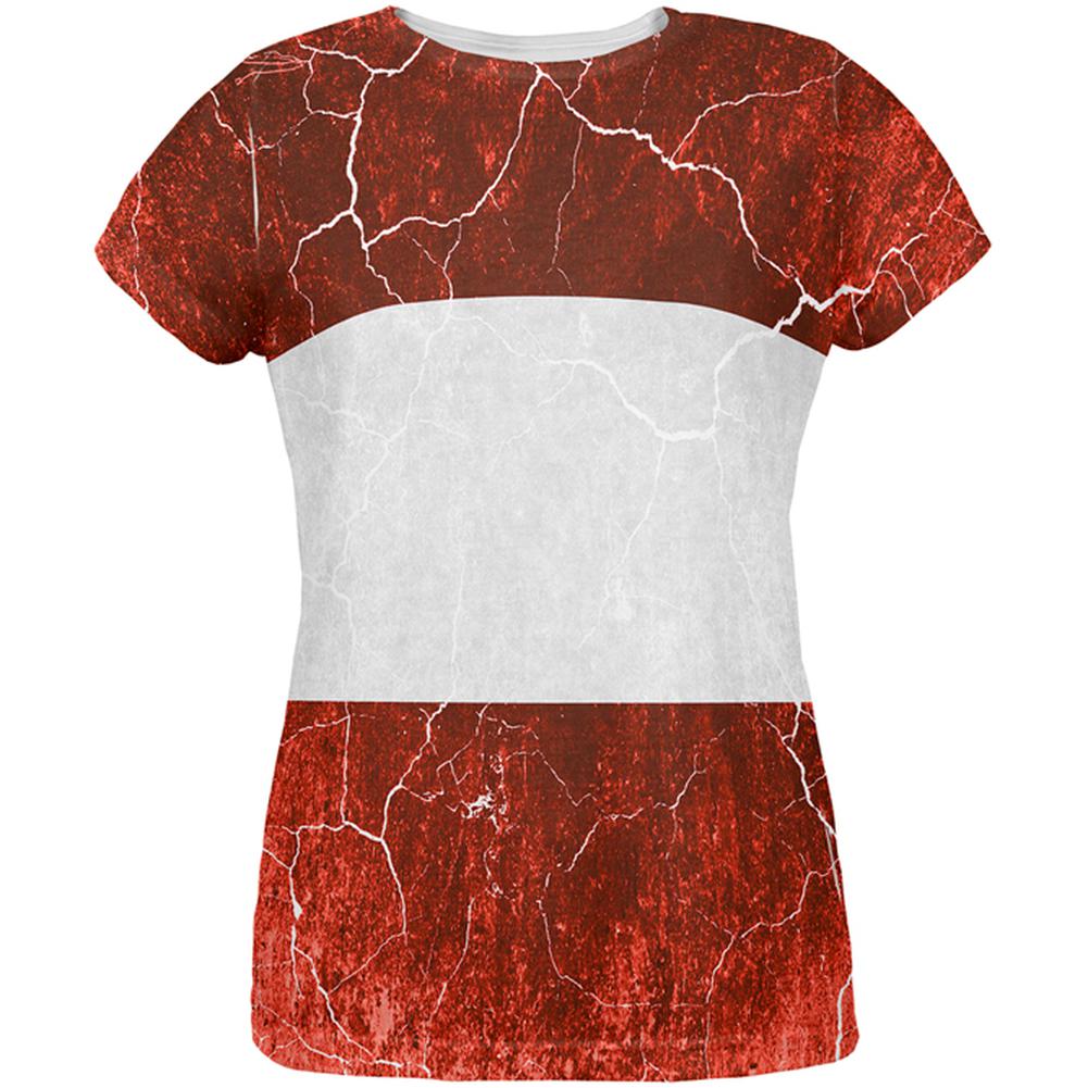 Austrian Flag Distressed Grunge All Over Womens T Shirt Women's T-Shirts Old Glory 2XL Multi 