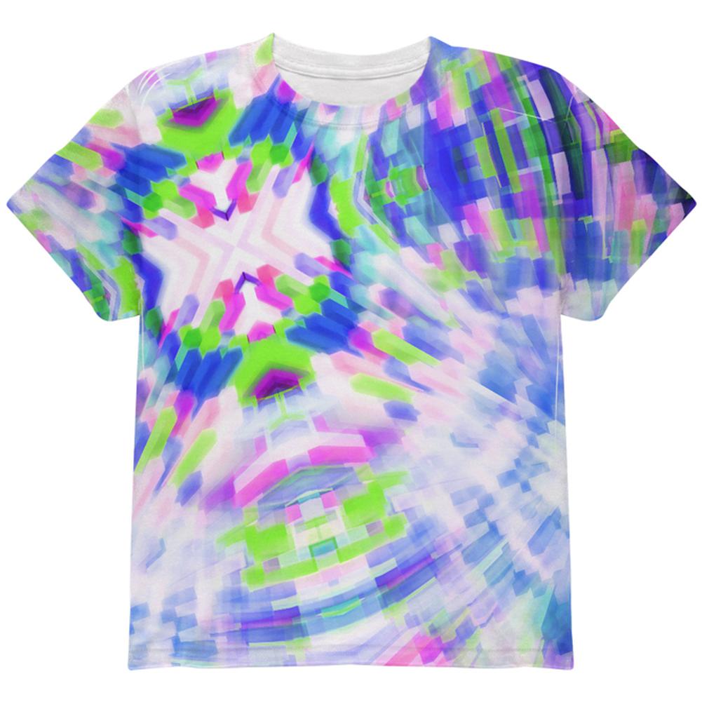 EDM DJ Retro Gamer Acid Trip All Over Youth T Shirt Youth T-Shirts Old Glory LG Multi 