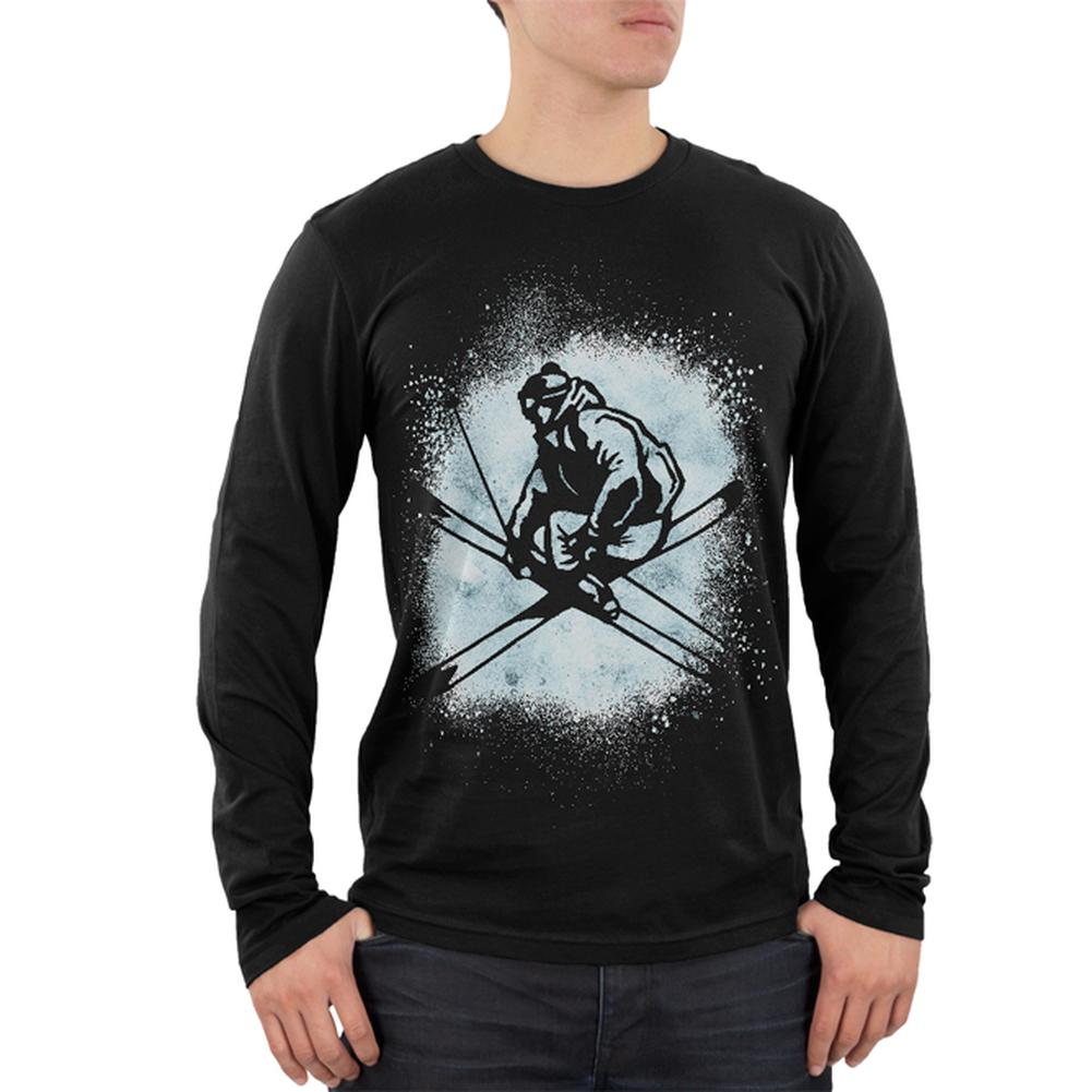 Winter Games Freestyle Ski Mens Soft Long Sleeve T Shirt Men's Long Sleeves Old Glory 2XL Black 