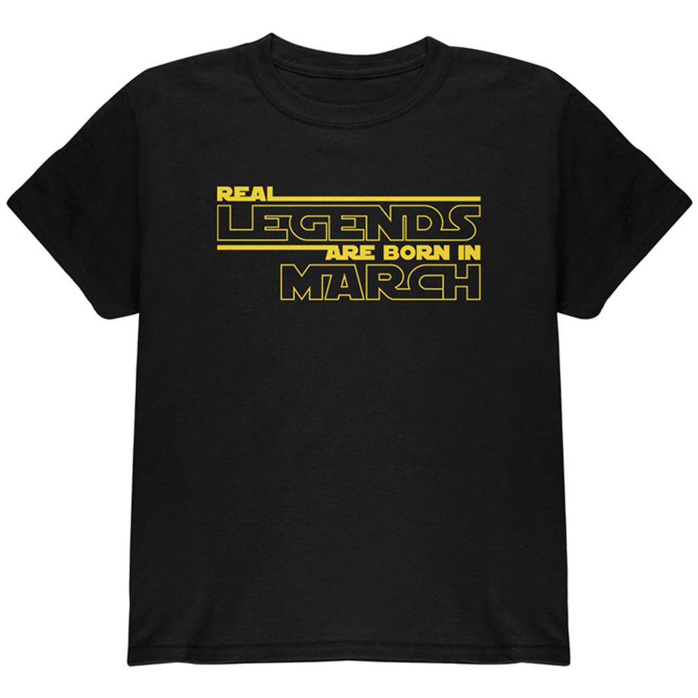 Real Legends are Born in March Youth T Shirt Youth T-Shirts Old Glory LG Black 