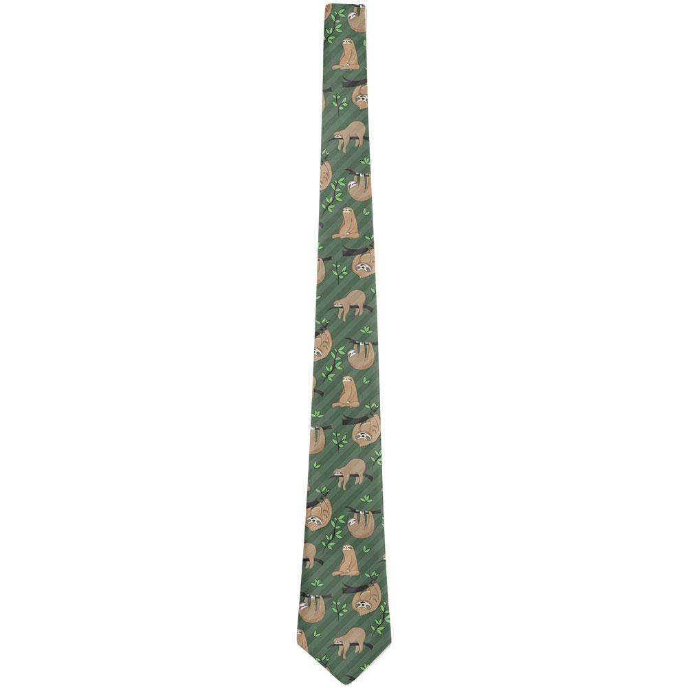 Sloth Pattern Nature Leaves Cute All Over Neck Tie Men's Neck Ties Old Glory   