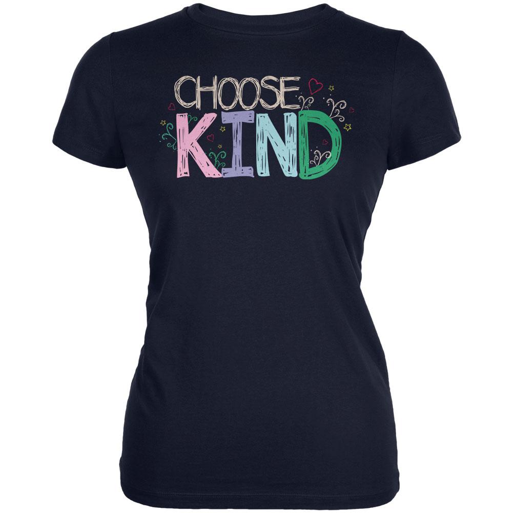 Anti-Bully Choose Kind Sketch Juniors Soft T Shirt Juniors T-Shirts Old Glory 2XL Navy 