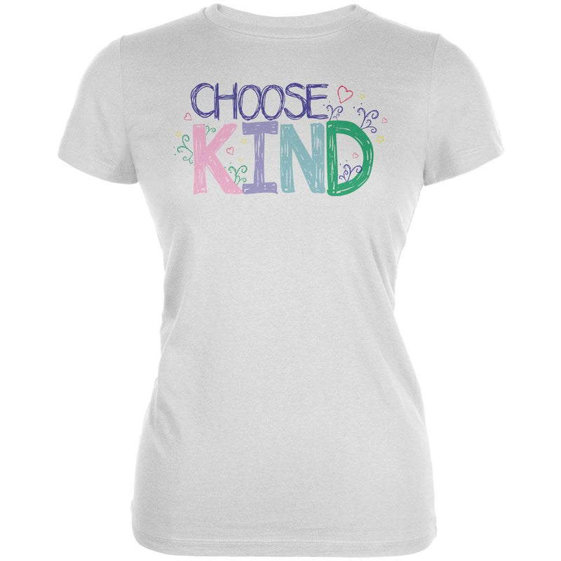 Anti-Bully Choose Kind Sketch Juniors Soft T Shirt Juniors T-Shirts Old Glory 2XL White 