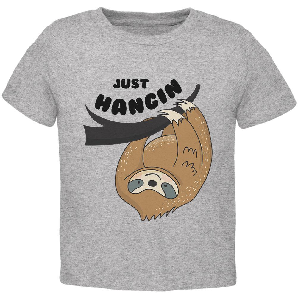 Sloth Just Hangin' Pun Toddler T Shirt Toddler T-Shirts Old Glory 2T Heather 