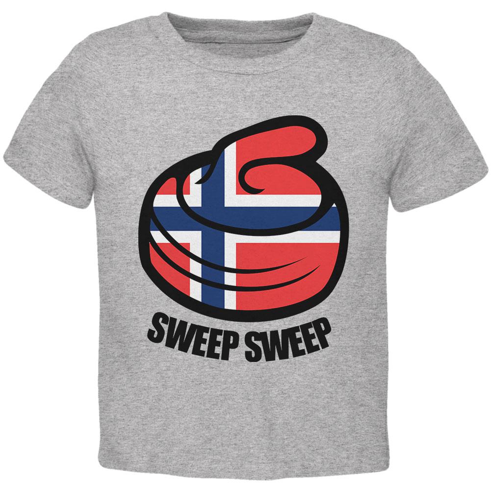 Winter Sports Flag Curling Sweep Sweep Norway Toddler T Shirt Toddler T-Shirts Old Glory 2T Heather 