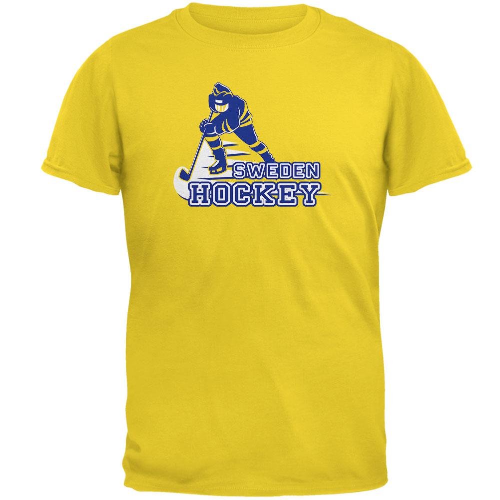 Fast Hockey Player Country Sweden Mens T Shirt Men's T-Shirts Old Glory 2XL Yellow 