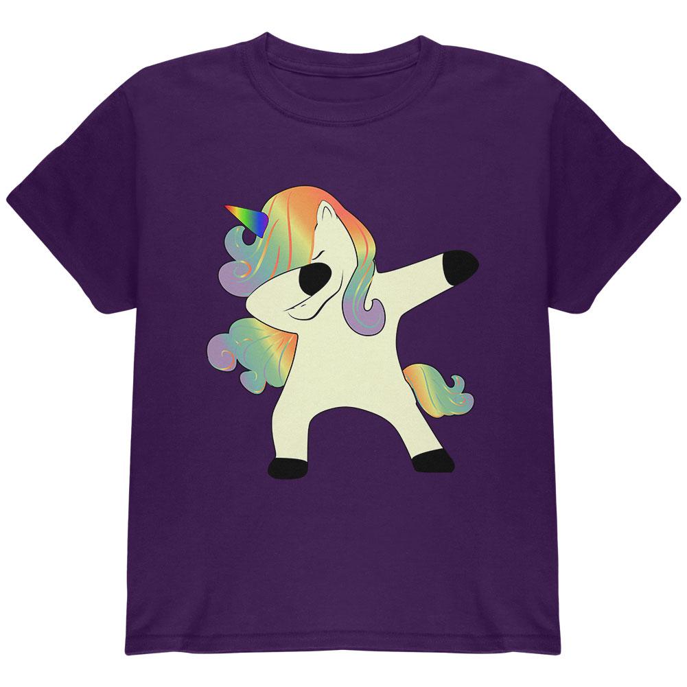 Dabbing Unicorn Youth T Shirt Youth T-Shirts Old Glory YLG Purple 