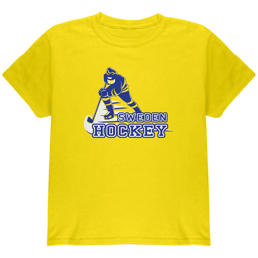 Fast Hockey Player Country Sweden Youth T Shirt Youth T-Shirts Old Glory LG Yellow 