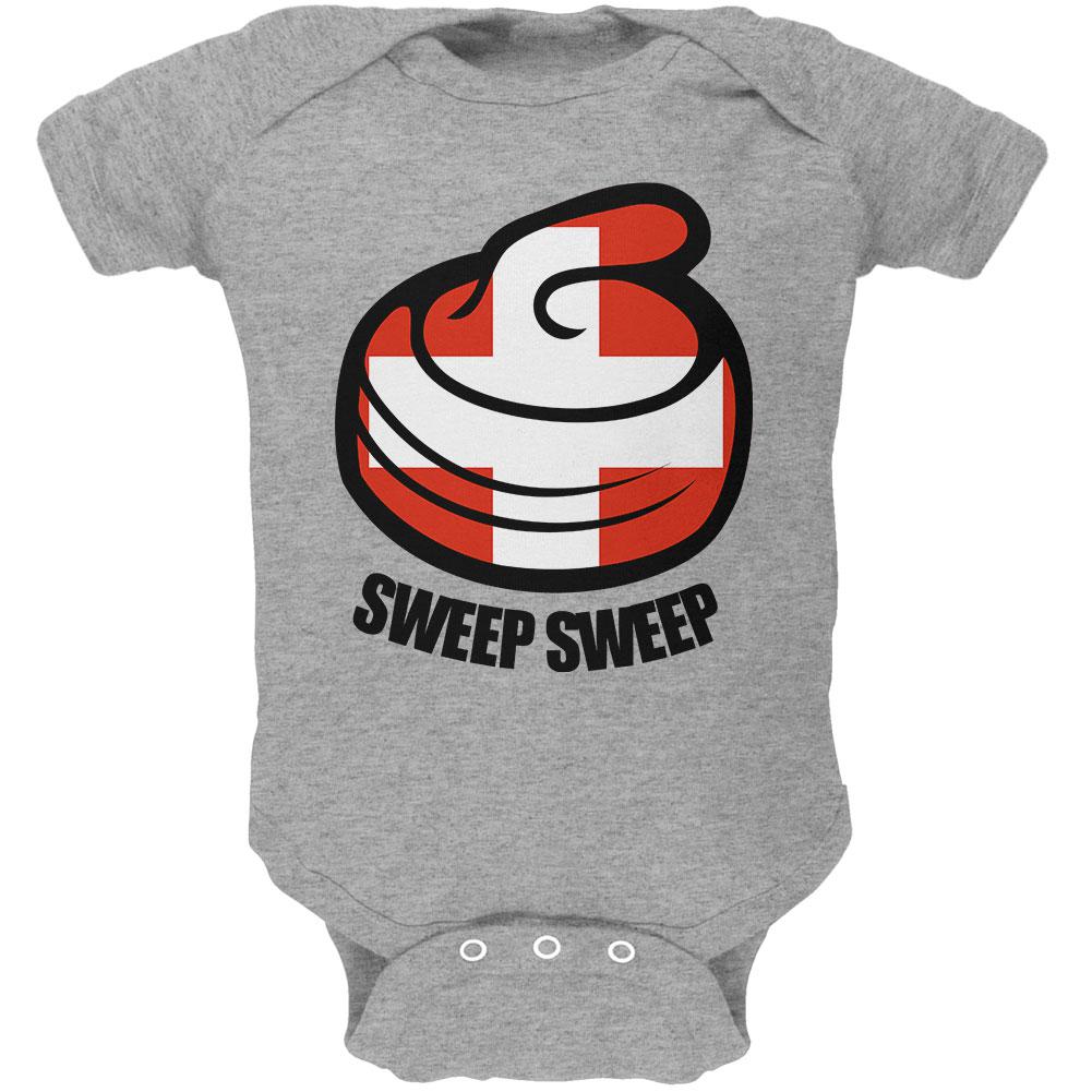 Winter Sports Flag Curling Sweep Sweep Switzerland Soft Baby One Piece Baby One Piece Old Glory 0-3M Heather 