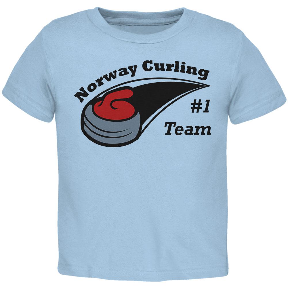 Winter Games Curling Team Norway Toddler T Shirt Toddler T-Shirts Old Glory 2T Light Blue 