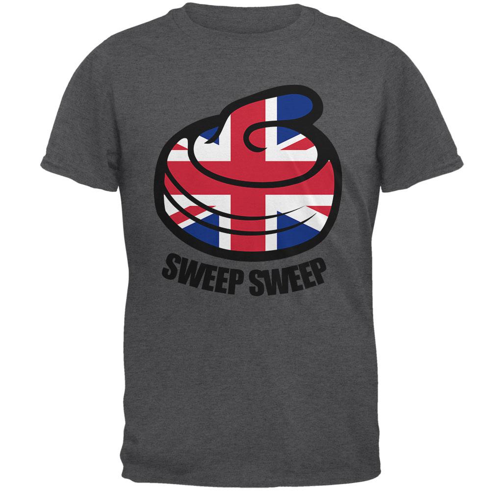 Winter Sports Flag Curling Sweep Sweep Great Britain Mens T Shirt Men's T-Shirts Old Glory 2XL Dark Heather 