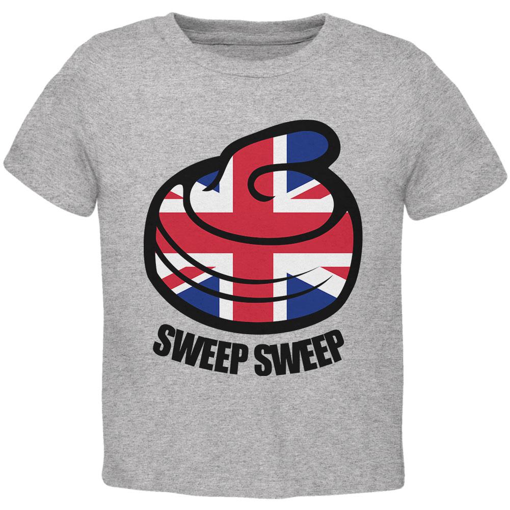 Winter Sports Flag Curling Sweep Sweep Great Britain Toddler T Shirt Toddler T-Shirts Old Glory 2T Heather 