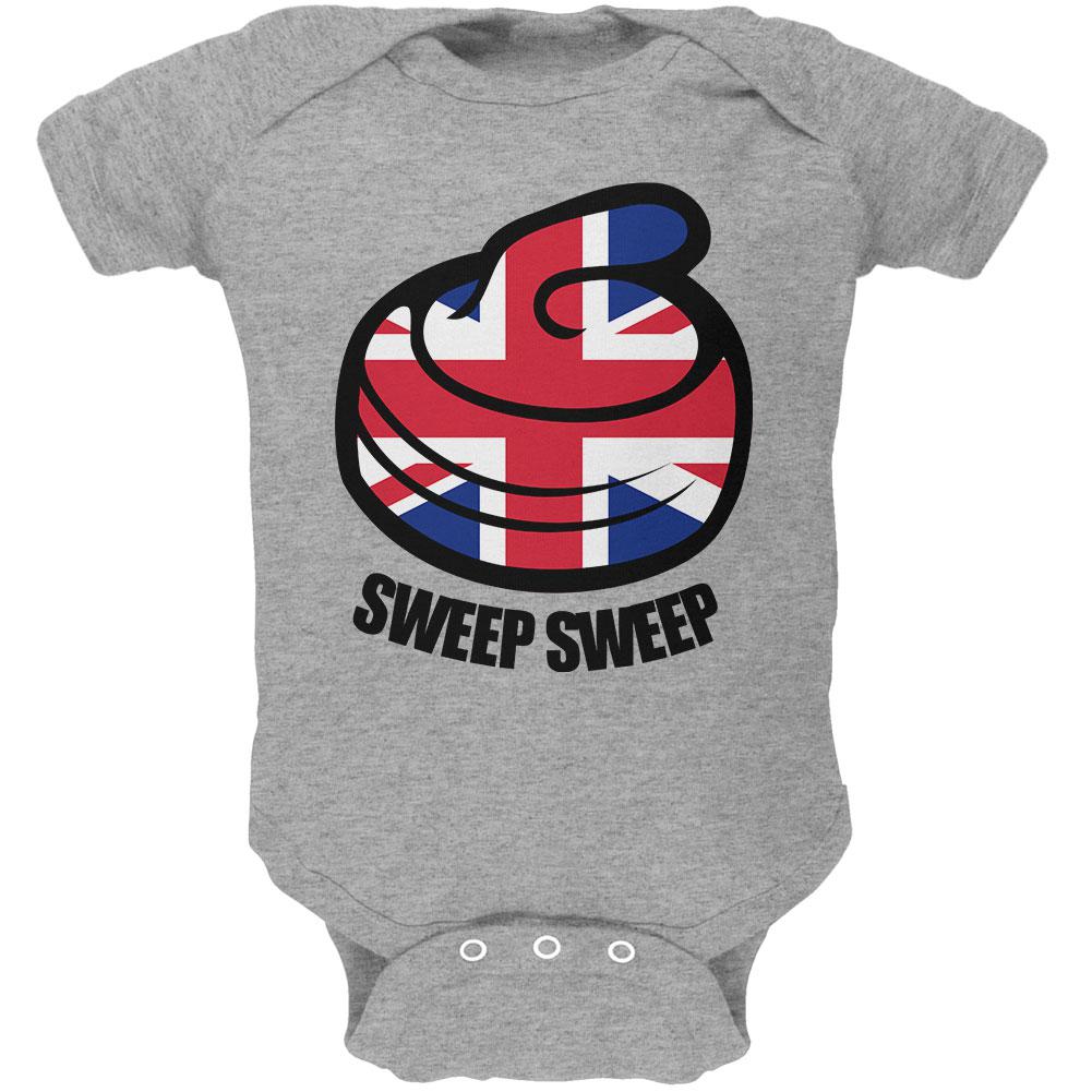 Winter Sports Flag Curling Sweep Sweep Great Britain Soft Baby One Piece Baby One Piece Old Glory 0-3M Heather 