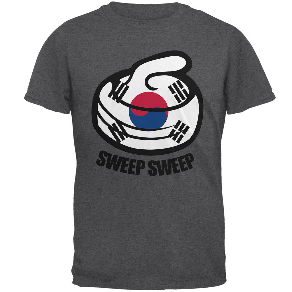 Winter Sports Flag Curling Sweep Sweep South Korea Mens T Shirt Men's T-Shirts Old Glory 2XL Dark Heather 