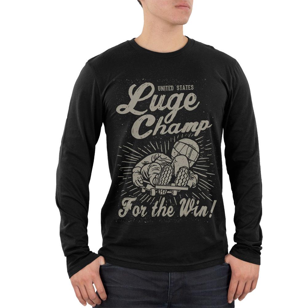 Winter Games Luge Champ For the Win USA Mens Soft Long Sleeve T Shirt Men's Long Sleeves Old Glory 2XL Black 