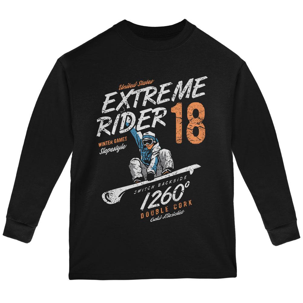 Winter Games Snowboarding Extreme Rider USA Youth Long Sleeve T Shirt Youth Long Sleeves Old Glory LG Black 