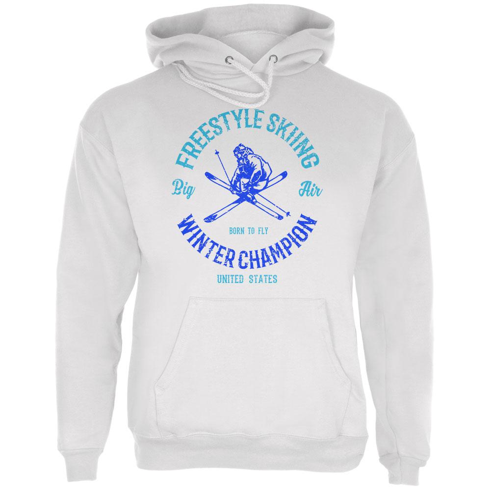 Winter Games Freestyle Skiing Champion USA Mens Hoodie Men's Hoodies Old Glory LG White 