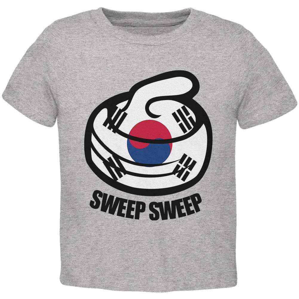 Winter Sports Flag Curling Sweep Sweep South Korea Toddler T Shirt Toddler T-Shirts Old Glory 2T Heather 