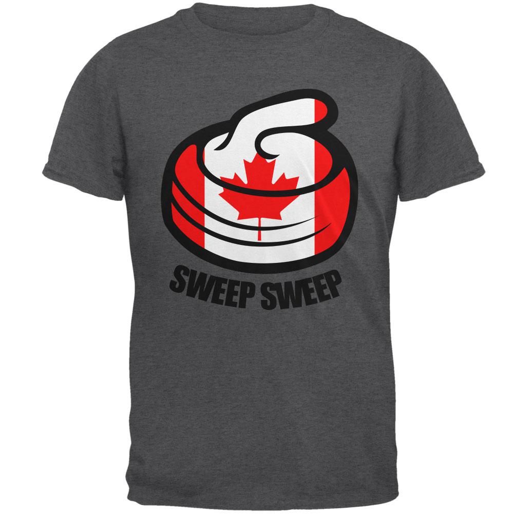 Winter Sports Flag Curling Sweep Sweep Canada Mens T Shirt Men's T-Shirts Old Glory 2XL Dark Heather 