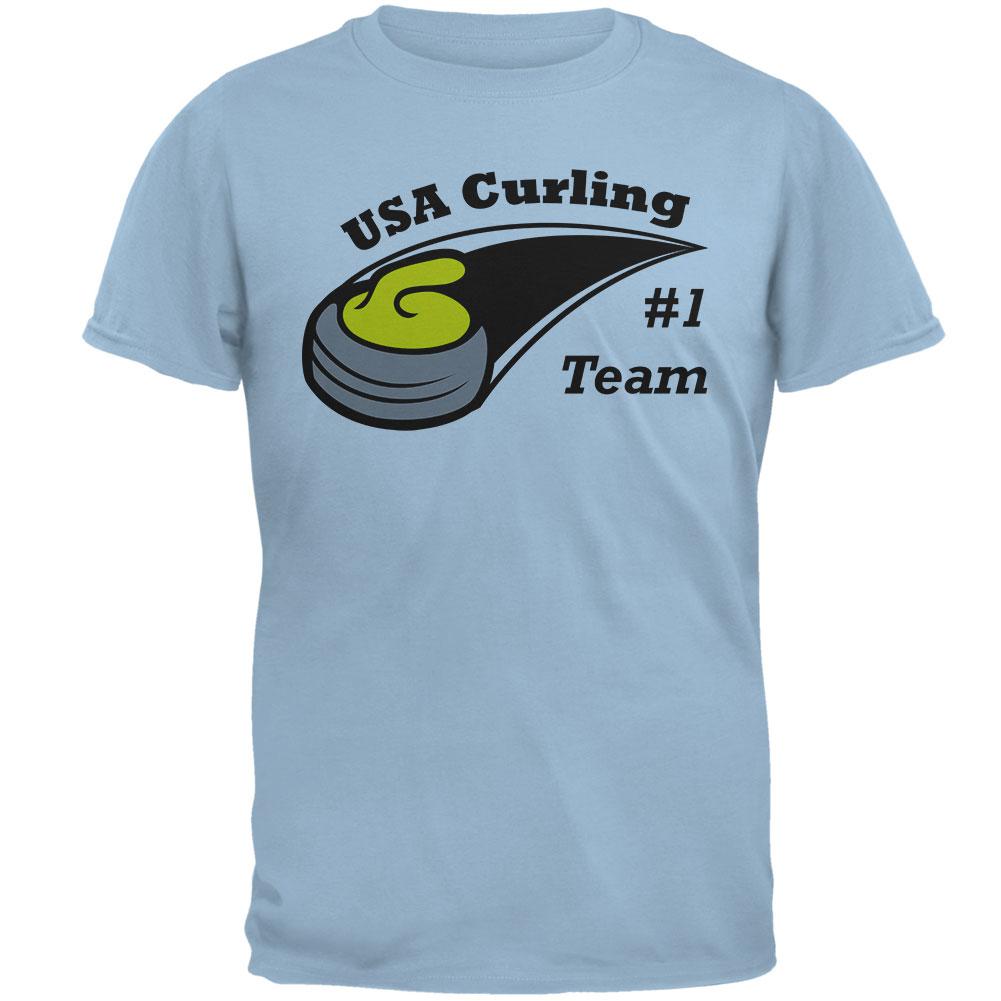 Winter Games Curling Team USA Mens T Shirt Men's T-Shirts Old Glory 2XL Light Blue 