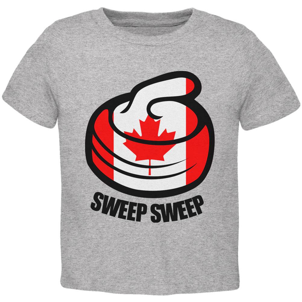 Winter Sports Flag Curling Sweep Sweep Canada Toddler T Shirt Toddler T-Shirts Old Glory 2T Heather 