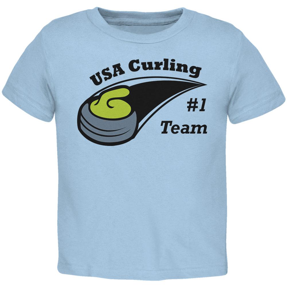 Winter Games Curling Team USA Toddler T Shirt Toddler T-Shirts Old Glory 2T Light Blue 