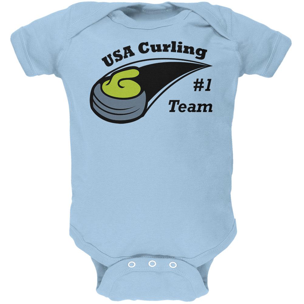 Winter Games Curling Team USA Soft Baby One Piece Baby One Piece Old Glory 0-3M Light Blue 