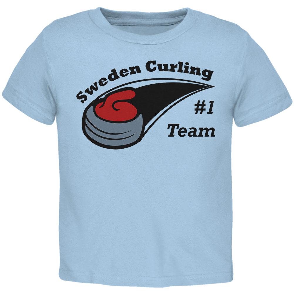 Winter Games Curling Team Sweden Toddler T Shirt Toddler T-Shirts Old Glory 2T Light Blue 