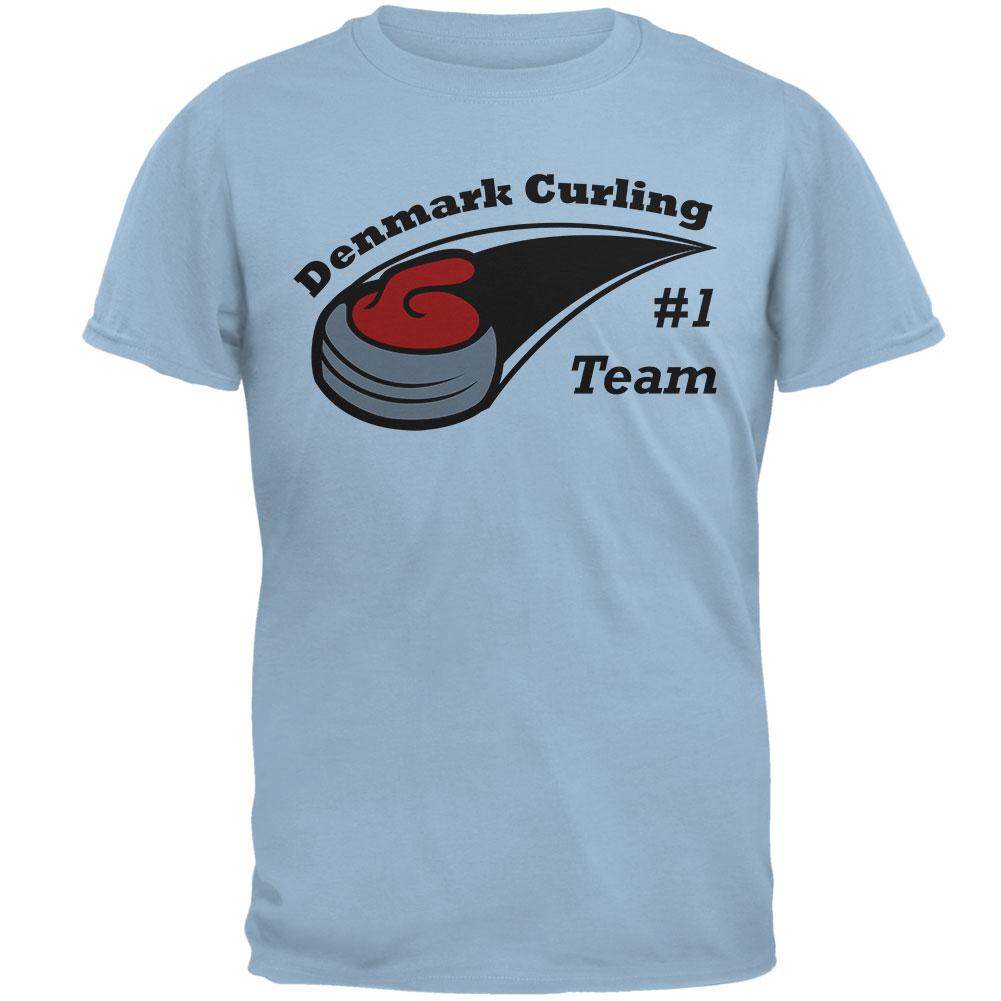 Winter Games Curling Team Denmark Mens T Shirt Men's T-Shirts Old Glory 2XL Light Blue 