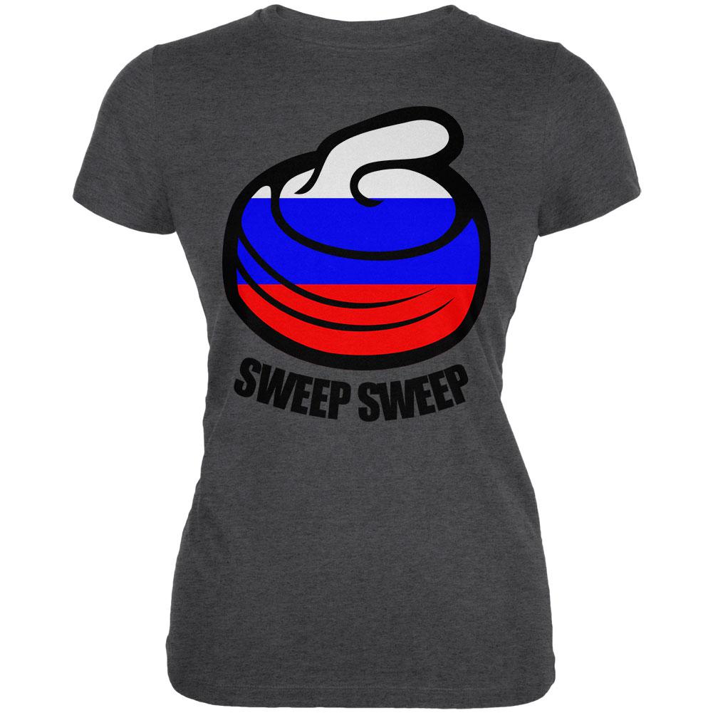 Winter Sports Flag Curling Sweep Sweep Russia Juniors Soft T Shirt Juniors T-Shirts Old Glory 2XL Deep Heather 